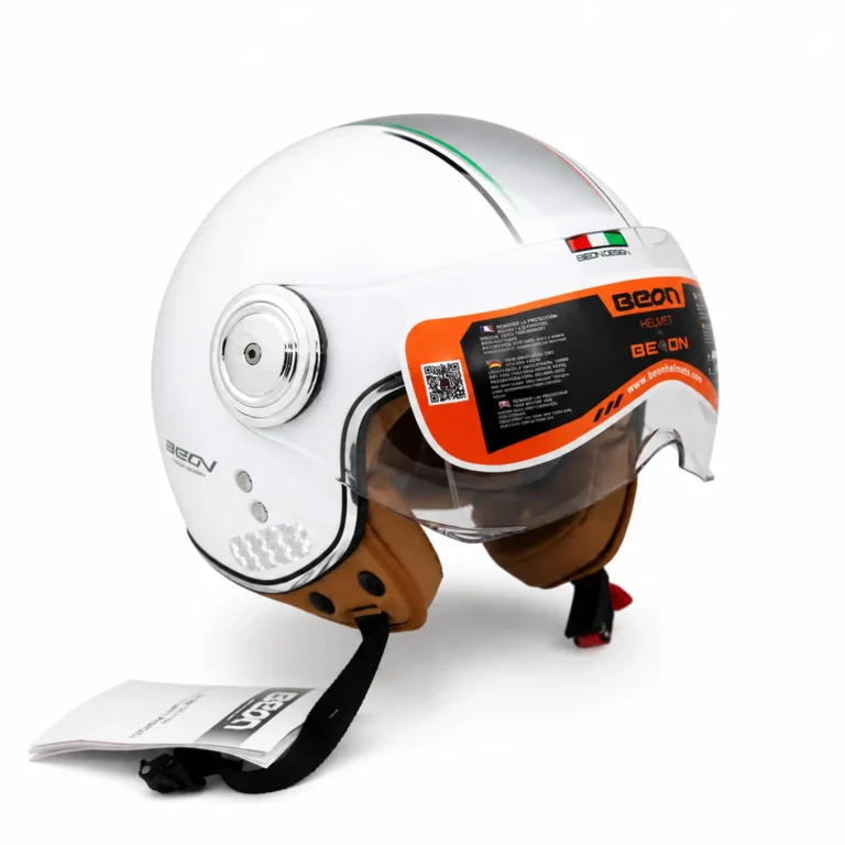 کلاه کاسکت بدون فک دوطلق BEON B120 پرچم ایتالیا سفید