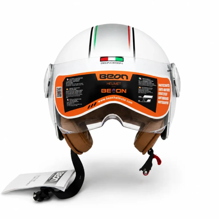 کلاه کاسکت بدون فک دوطلق BEON B120 پرچم ایتالیا سفید