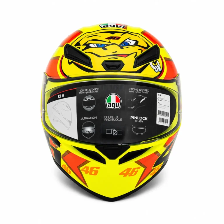 کلاه کاسکت فک ثابت AGV مدل  Valentino Rossi 2001 زرد و نارنجی