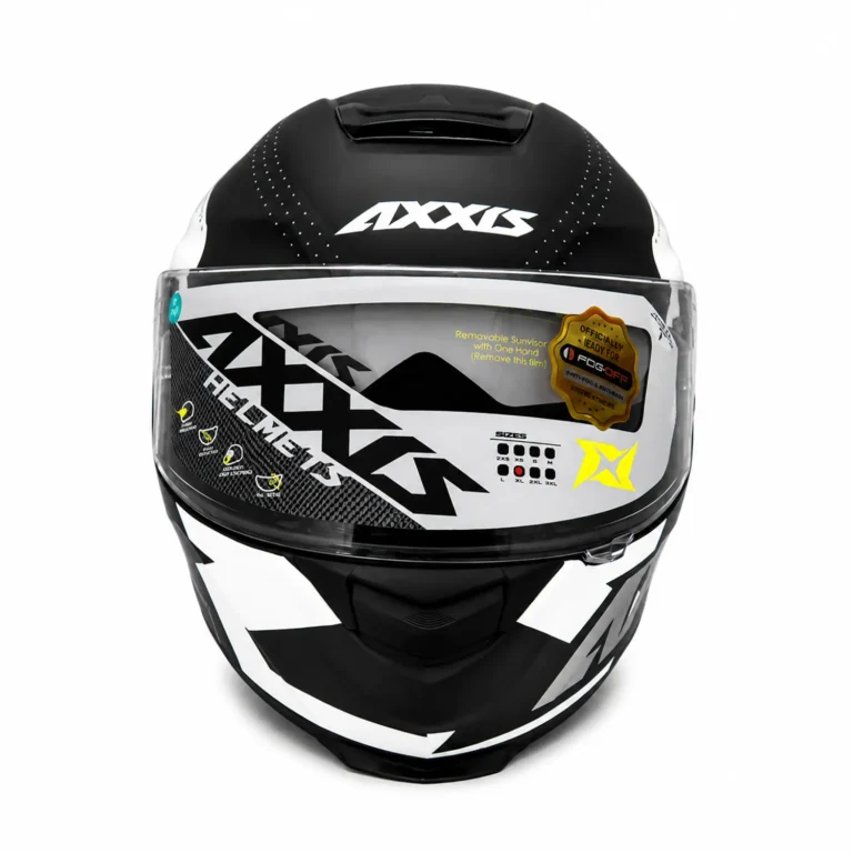 کلاه کاسکت فک ثابت دوطلق AXXIS مشکی سفید طوسی