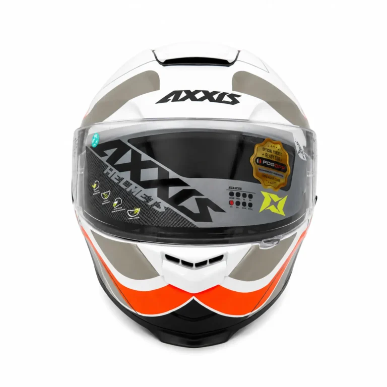کلاه کاسکت فک ثابت دوطلق Eagle SV سفید، طوسی و نارنجی AXXIS