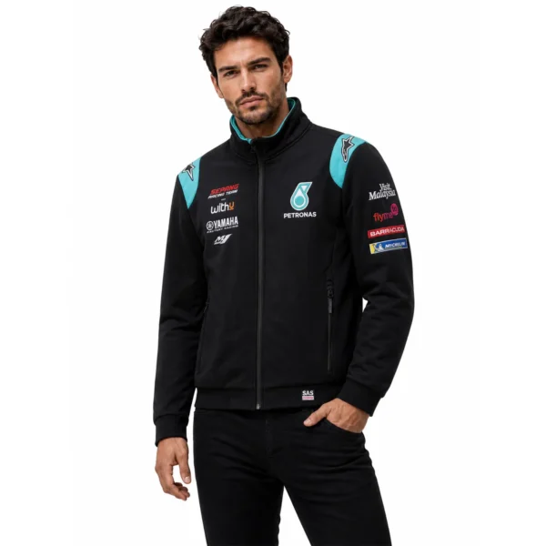 کاپشن موتورسواری Yamaha Petronas Racing مشکی فیروزه‌ای