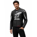 کاپشن چرمی موتورسواری Alpinestars Racing مشکی سفید