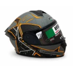 کلاه کاسکت فک ثابت IBK Racing رنگ طوسی نارنجی - تصویر 3